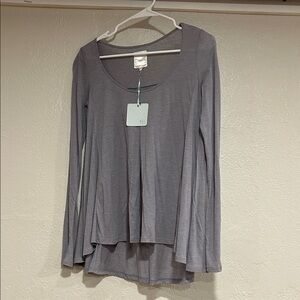 Elegant Women's Gray Long Sleeve Tunic